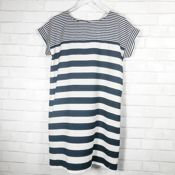 Dalia Navy and White Stripe Shift Dress - Picture 1 of 7
